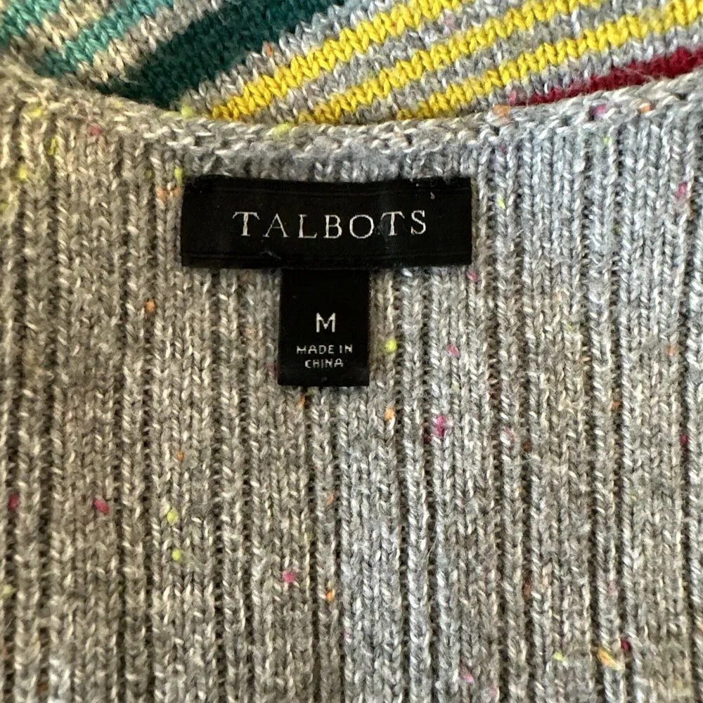 Talbots Womens Boatneck Rainbow‎ Stripe Pullover Sweater M Medium